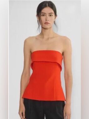 Aritzia Babaton Element Tube Top Poppy Red Rouge Orange NWT Size 8